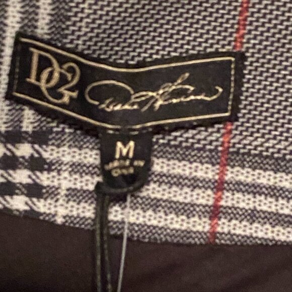 DG2 Diane Gilman Black White Burgundy Plaid Stretch Blazer, NWT, Size M - Picture 3 of 9